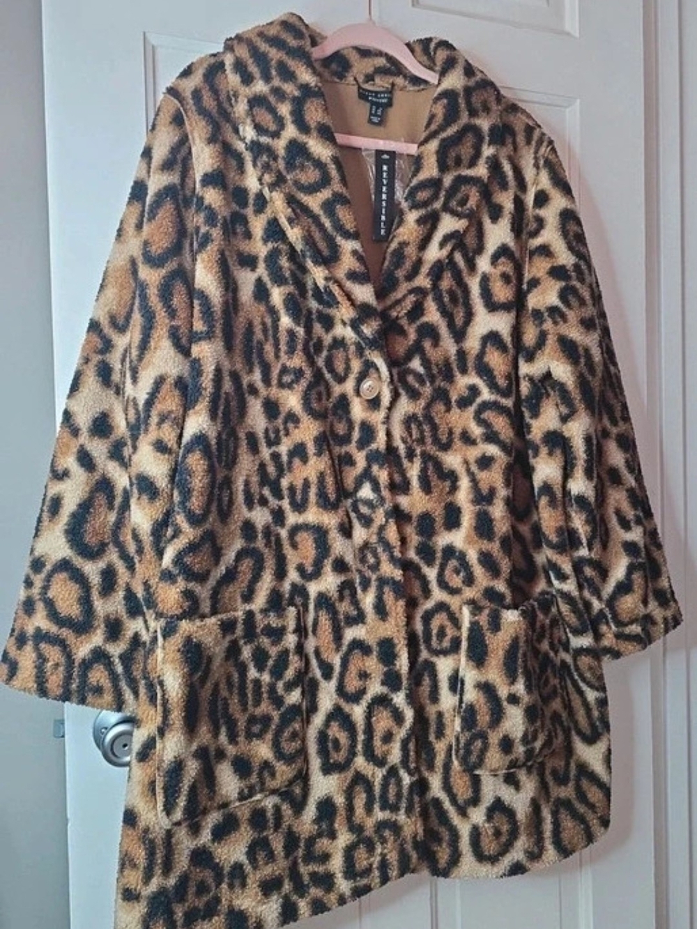 Susan Graver Leopard Print Plush Robe Jacket - Brown/Tan/Black